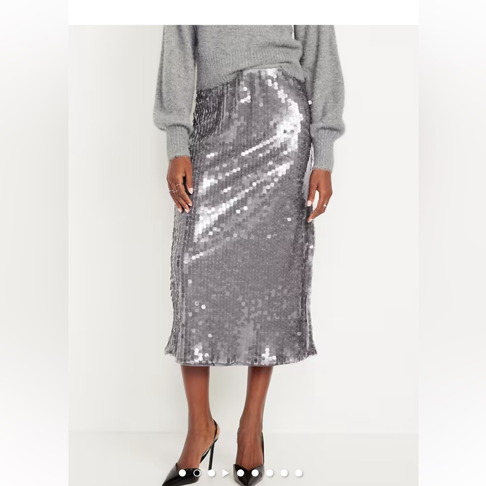 Old Navy Silver Sequin Pencil Skirt
